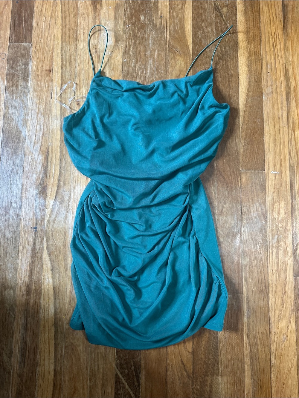 wild fable Teal Cowl Ruched Mini Dress